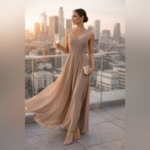 Show Me Your Mumu Dune Chiffon Maxi Dress XXS Neutral Bridesmaid Wedding Guest